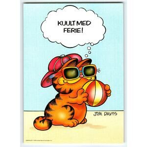 Vintage Garfield Postcard 2004 Jim Davis Beach Ball 'Kuult med ferie!'